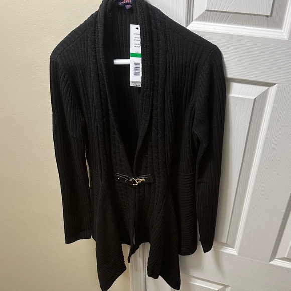 Joseph A Black Women's Cardigan with Belt - Picture 1 of 4